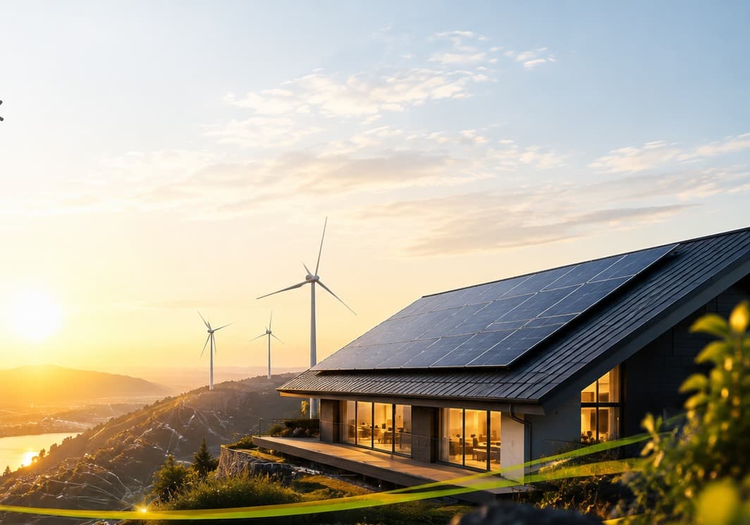 Energiezukunft mit Solardach in einer Landschaft